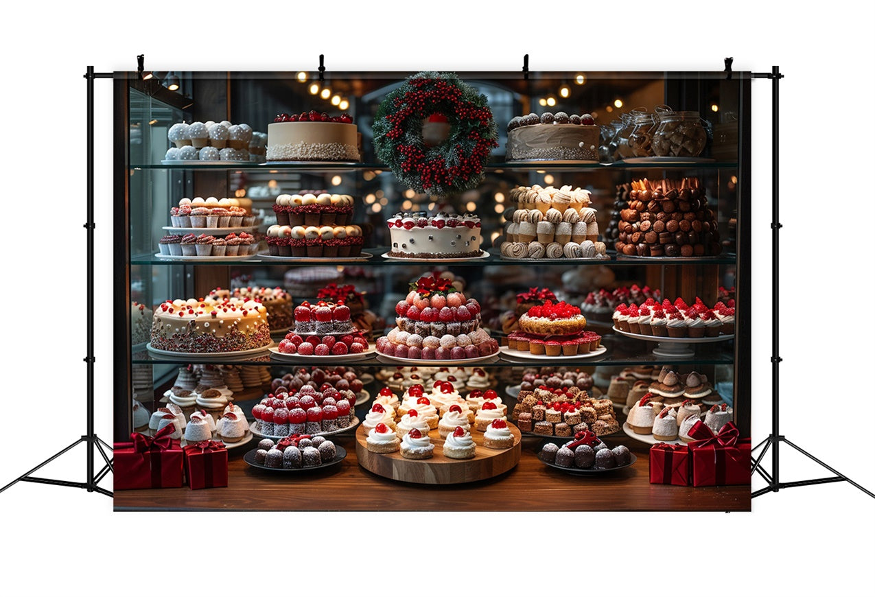 Christmas Bakery Delights with Holiday Wreath Backdrop UK BRP9-82