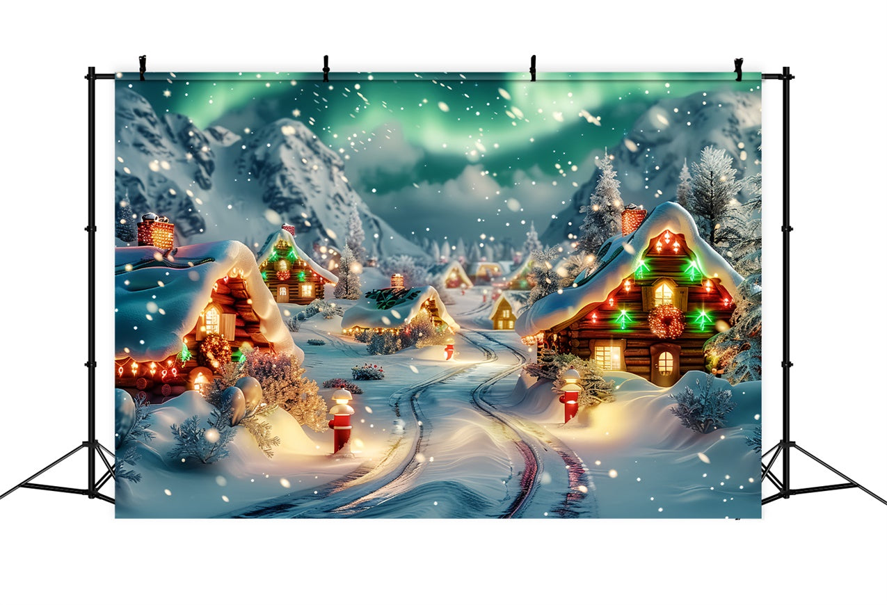 Aurora Lit Christmas Village with Snowfall Backdrop UK BRP9-86