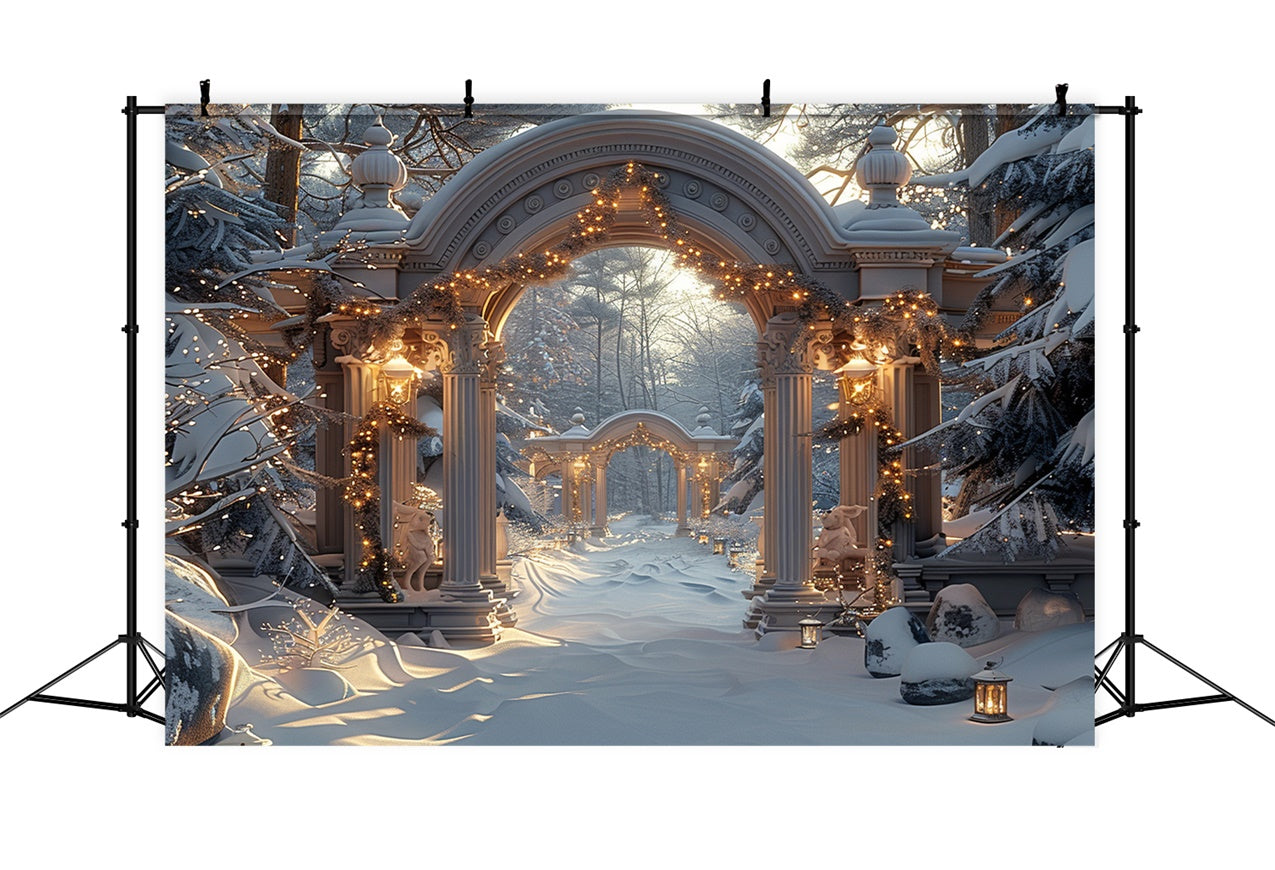 Frosty Christmas Arches and Snow Lanterns Backdrop UK BRP9-97