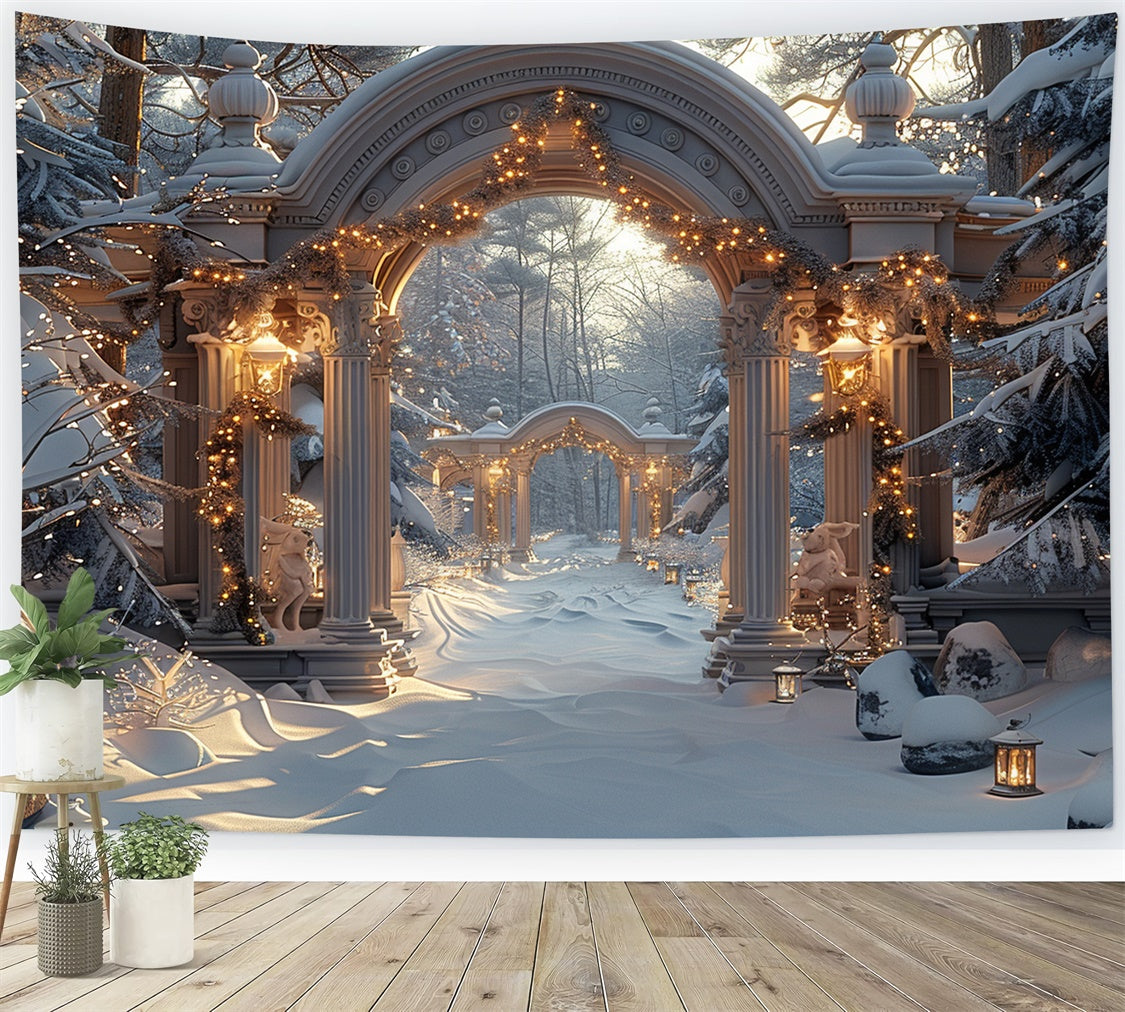 Frosty Christmas Arches and Snow Lanterns Backdrop UK BRP9-97