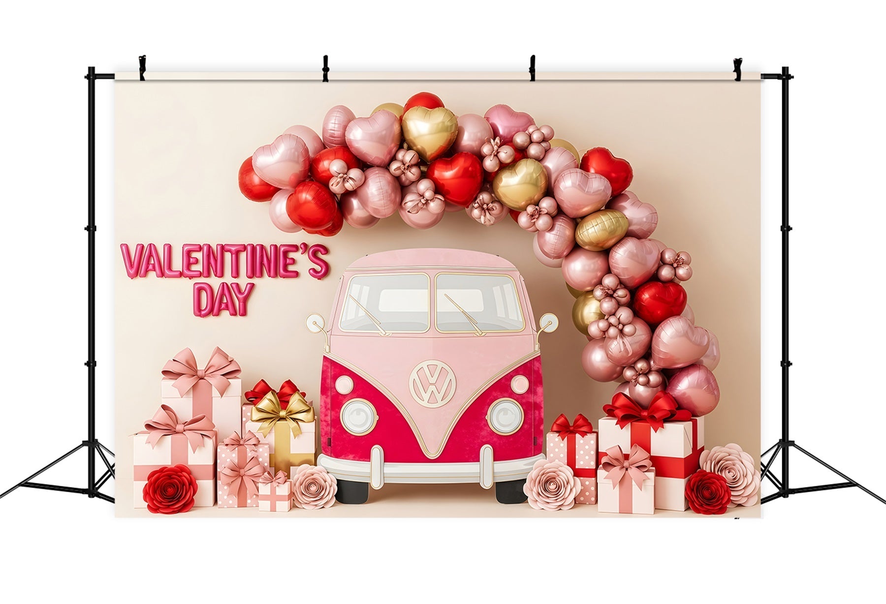 Valentines Backdrop Balloon Heart Gift Van Valentine's Day Backdrop UK By Magali