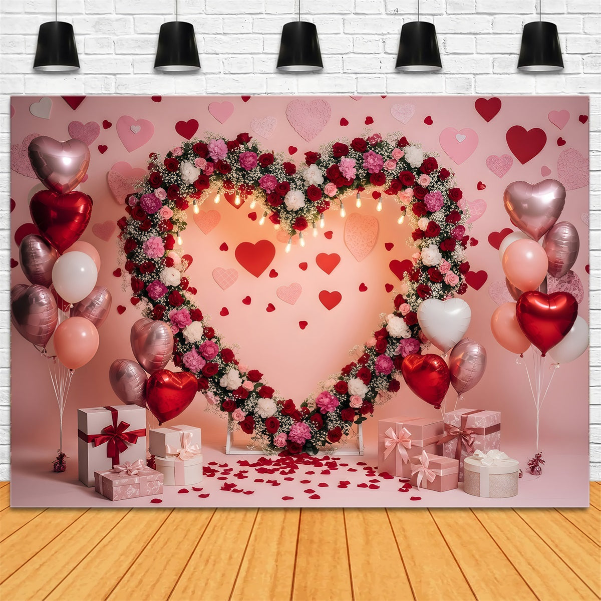 Valentine Backdrops Romantic Floral Heart Arch Valentine's Day Photo Backdrop UK By Magali