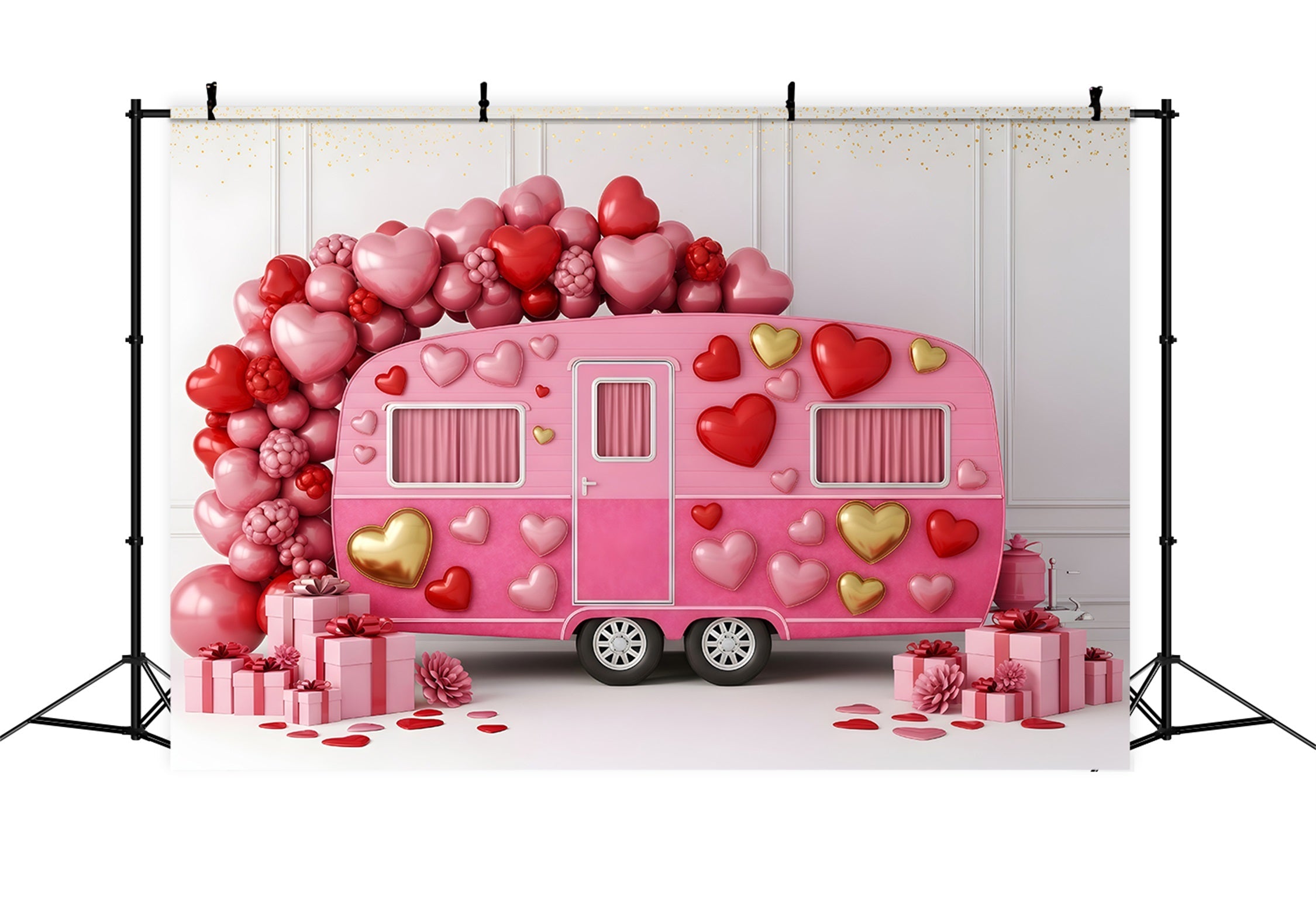 Valentines Photo Backdrop Pink Love Caravan Decor Valentine Day Backdrop UK By Magali