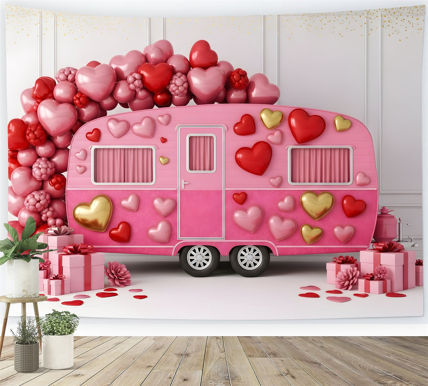 Valentines Photo Backdrop Pink Love Caravan Decor Valentine Day Backdrop UK By Magali