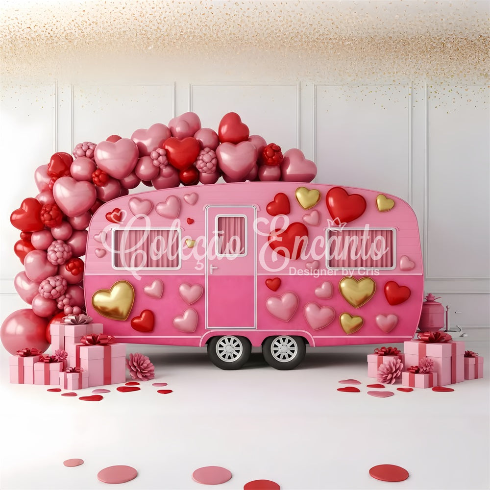 Valentines Photo Backdrop Pink Love Caravan Decor Valentine Day Backdrop UK By Magali