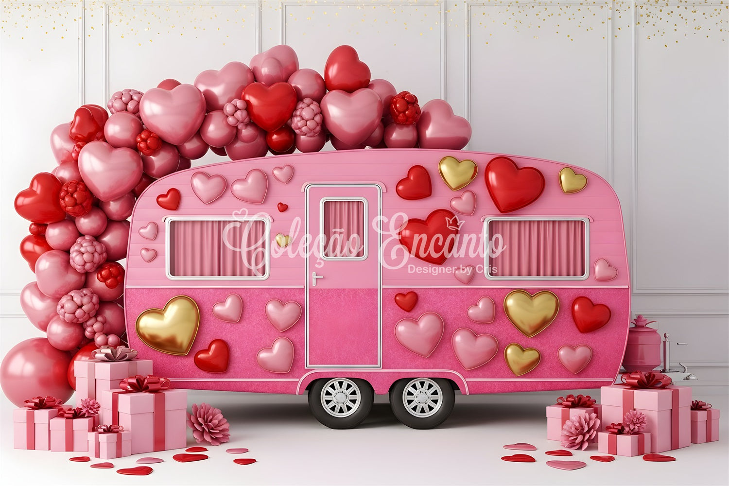 Valentines Photo Backdrop Pink Love Caravan Decor Valentine Day Backdrop UK By Magali