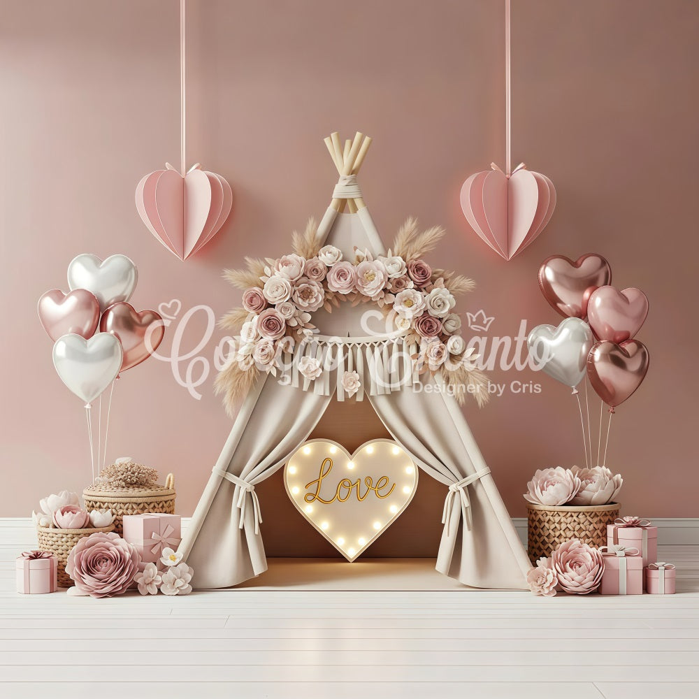 Valentines Backdrop Boho Floral Cozy Love Valentine Photography Backdrops UK By Magali