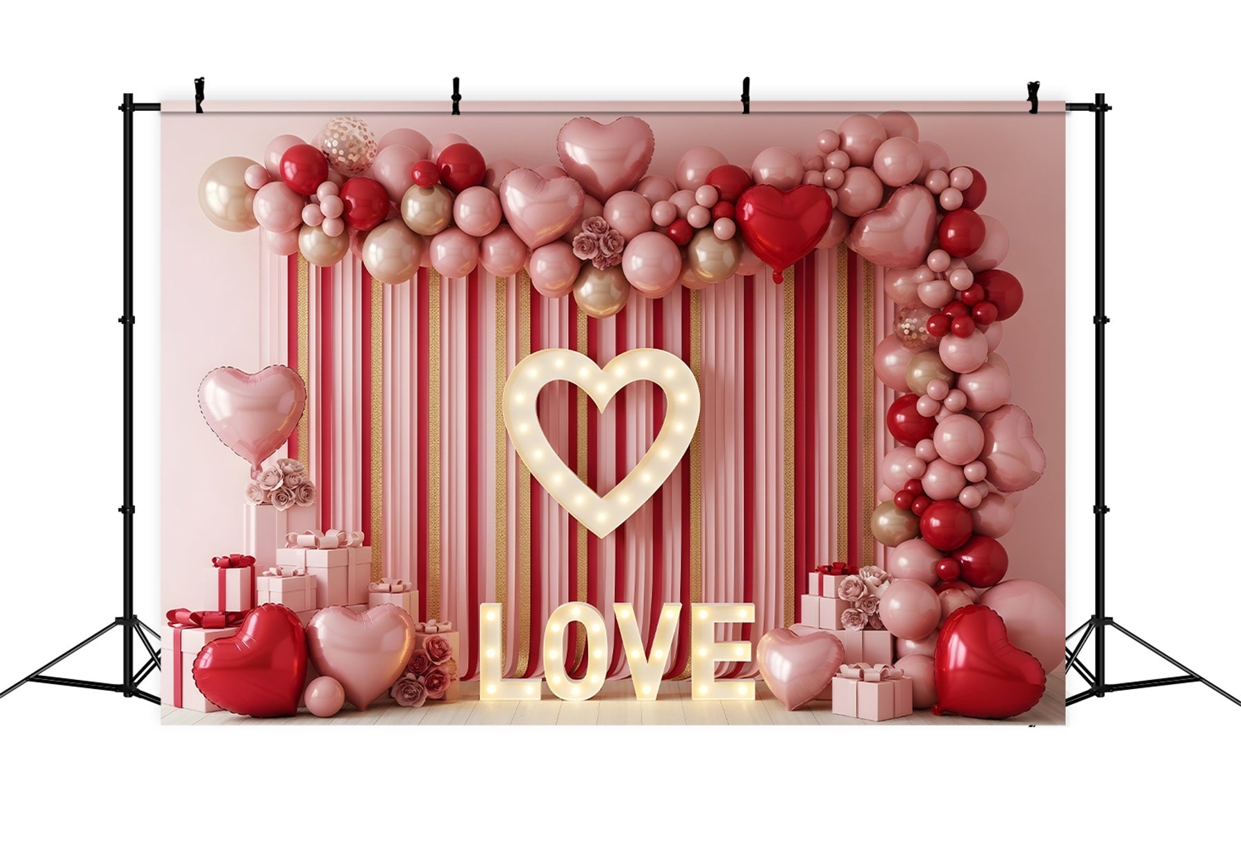 Valentines Day Backdrop Striped Balloon Heart Love Valentines Backdrop UK By Magali