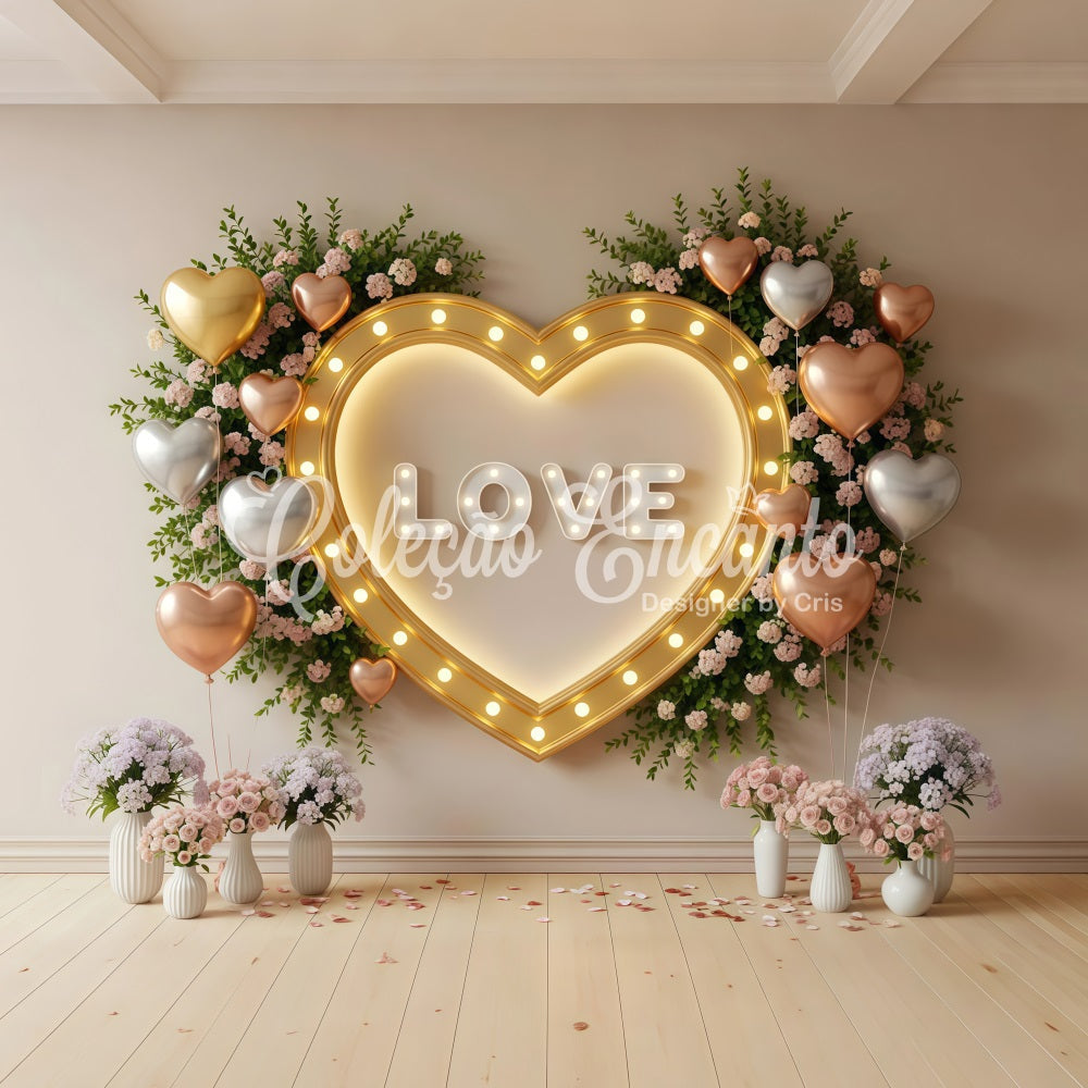 Valentine's Day Backdrop Golden Heart Bloom Wall Valentines Backdrop Ideas UK By Magali