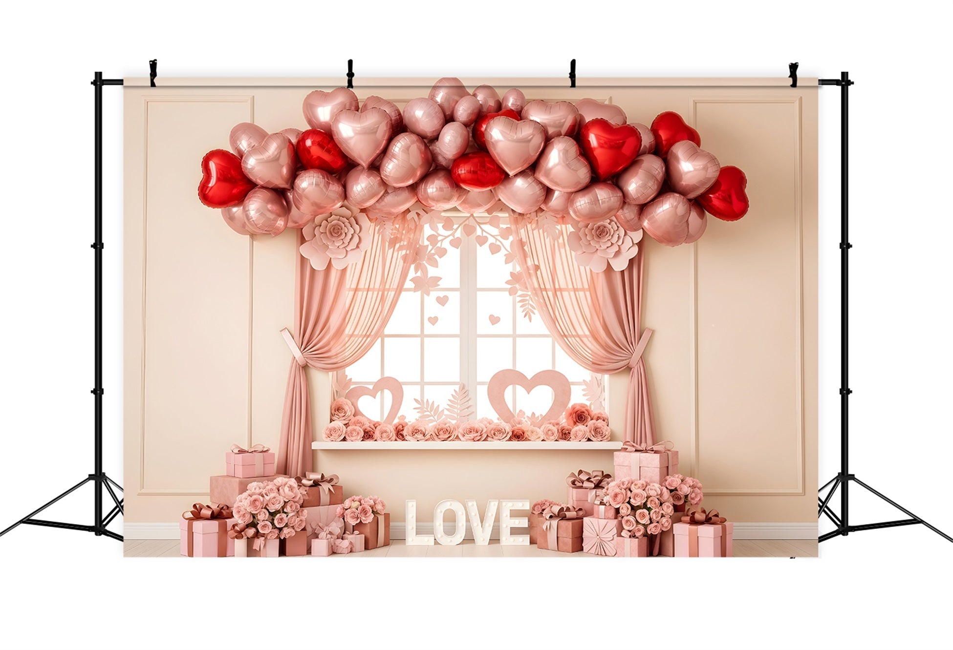 Valentine Backdrop Ideas Pink Heart Balloon Window Valentine Backdrops UK By Magali