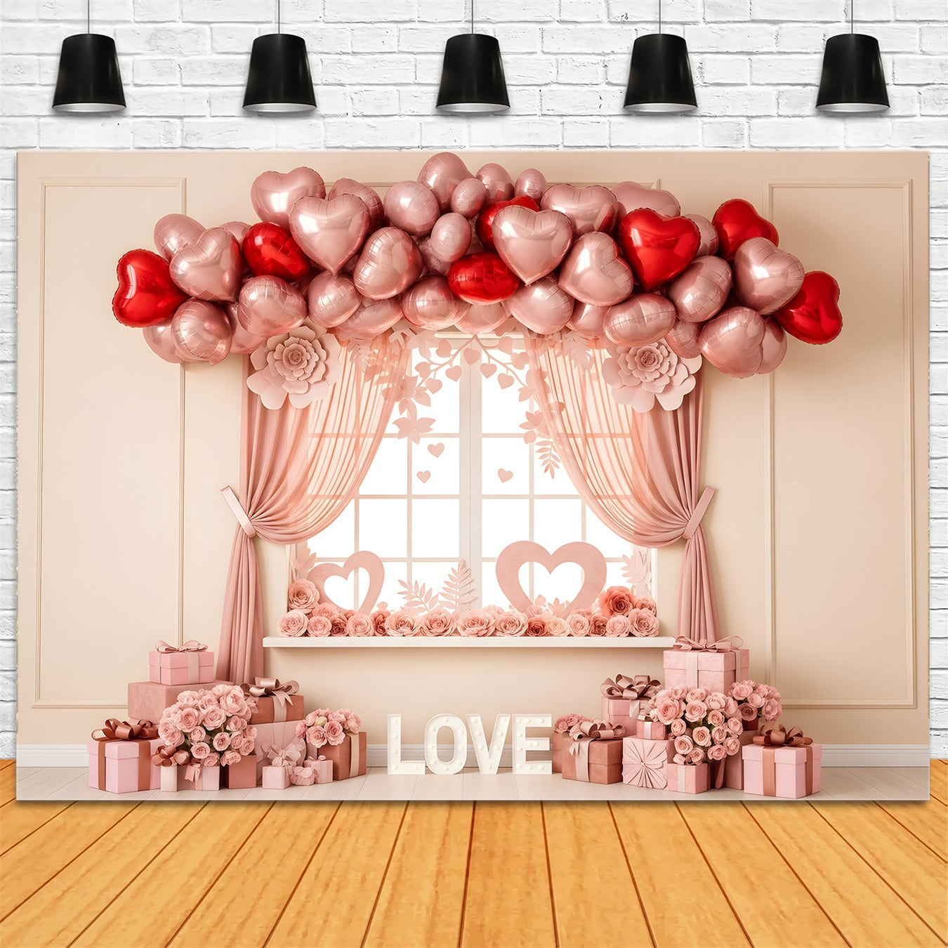 Valentine Backdrop Ideas Pink Heart Balloon Window Valentine Backdrops UK By Magali