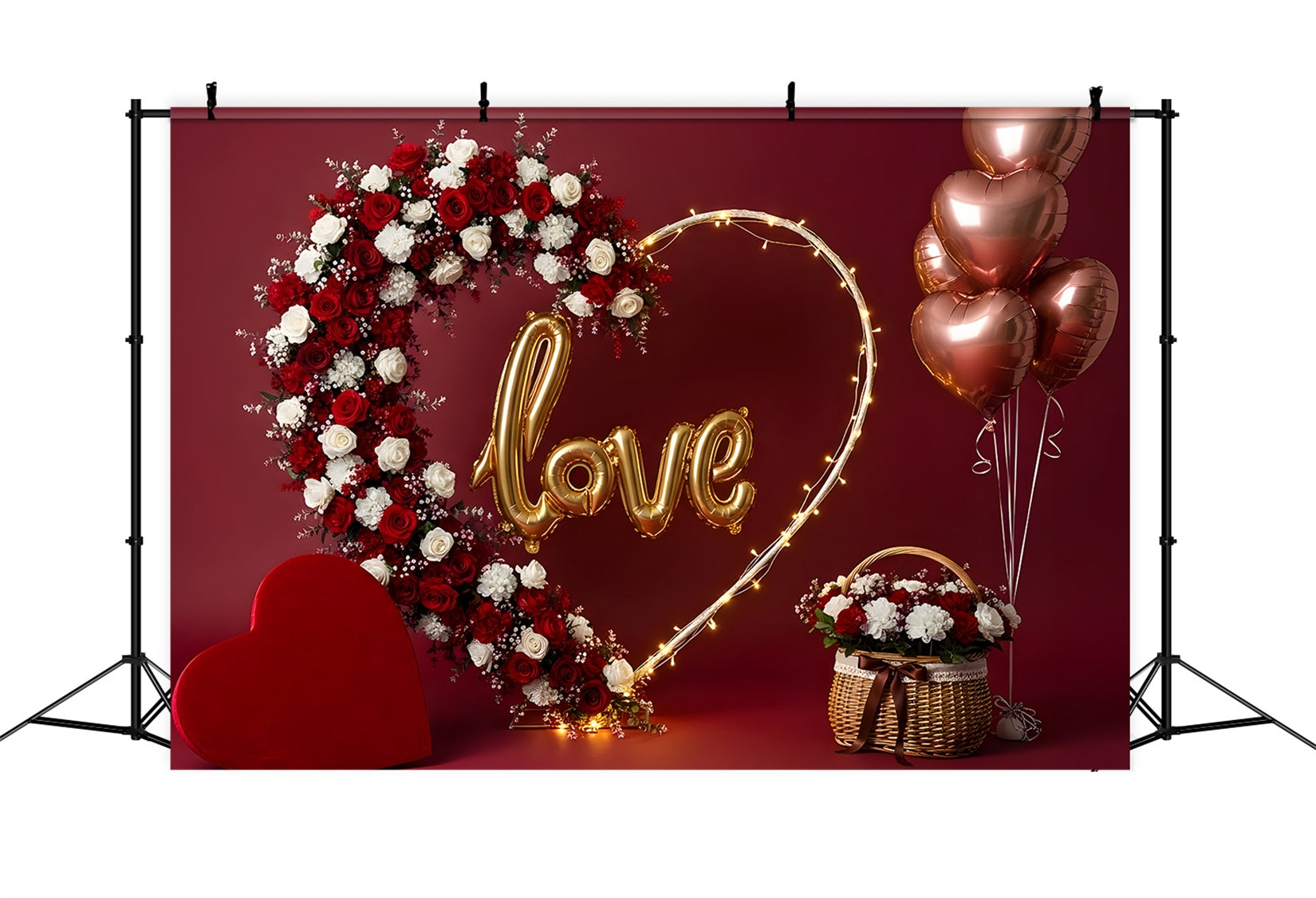 Valentine Backdrop Floral Heart Arch Love Valentine's Day Backdrops For Pictures UK By Magali