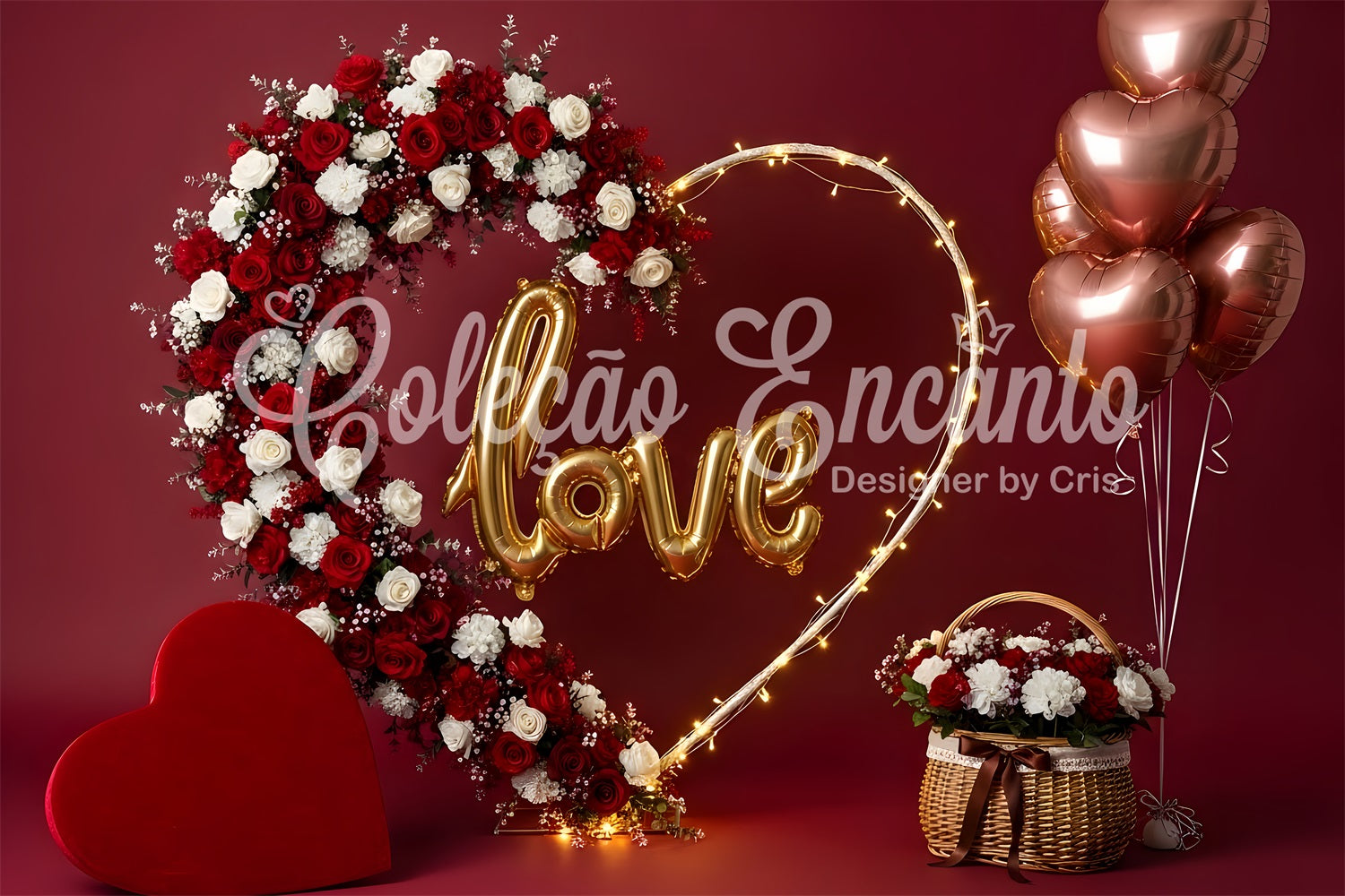 Valentine Backdrop Floral Heart Arch Love Valentine's Day Backdrops For Pictures UK By Magali