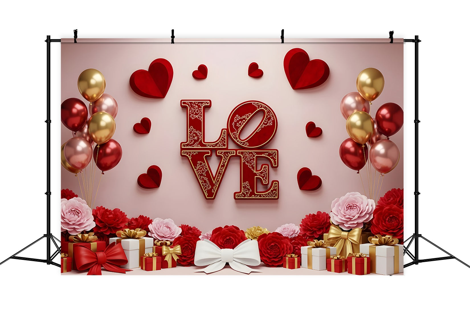 Valentine's Day Backdrop Gift Balloons Romantic Valentine Backdrops For Pictures UK By Magali