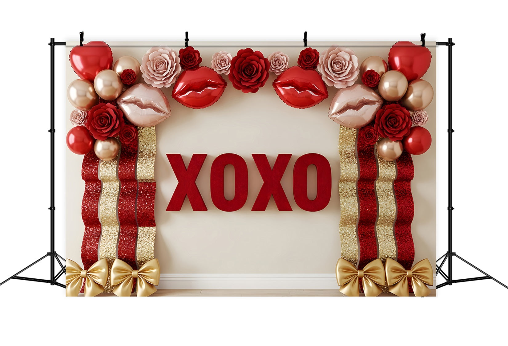 Valentine Backdrops XOXO Roses Balloons Glam Valentines Backdrops For Photography UK By Magali