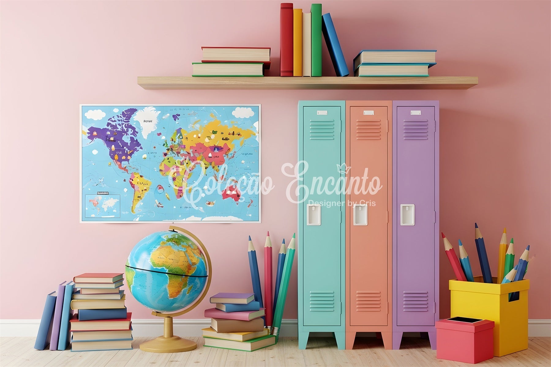 School Photo Backdrop Pastel Classroom Map Decor School Locker Backdrop UK By Magali