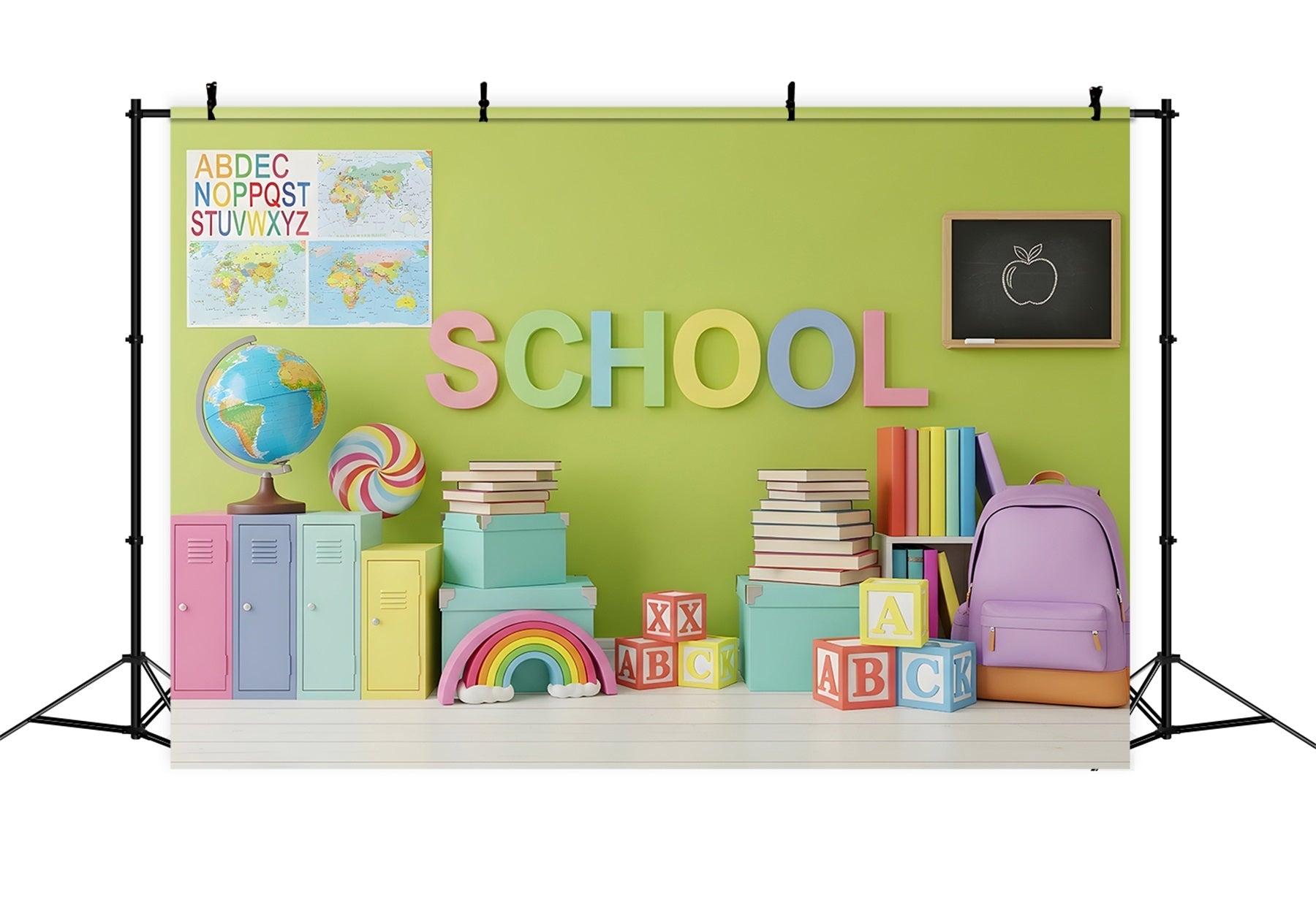 School Backdrop Colorful School Supplies School Locker Backdrop UK By Magali