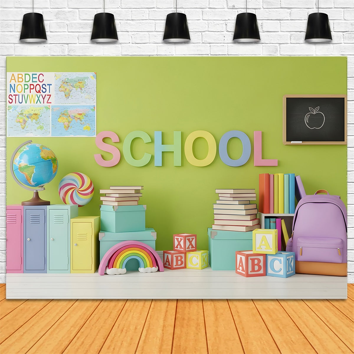 School Backdrop Colorful School Supplies School Locker Backdrop UK By Magali