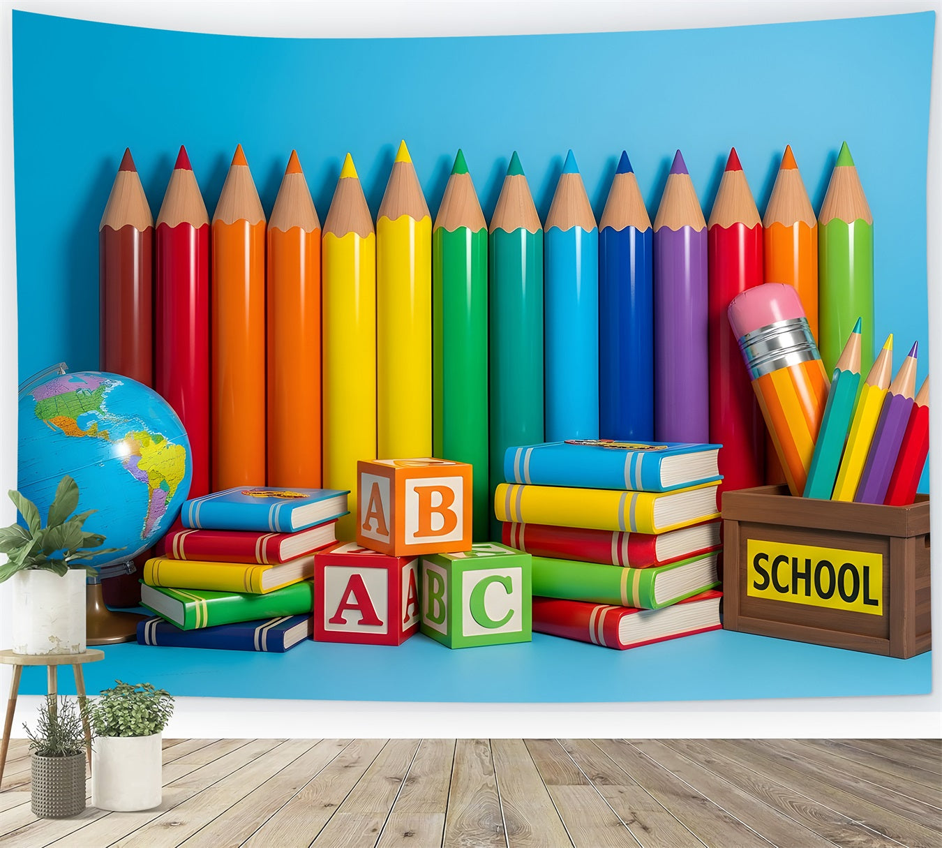School Photo Backdrop Colorful Pencil Wall Back To School Backdrop UK By Magali