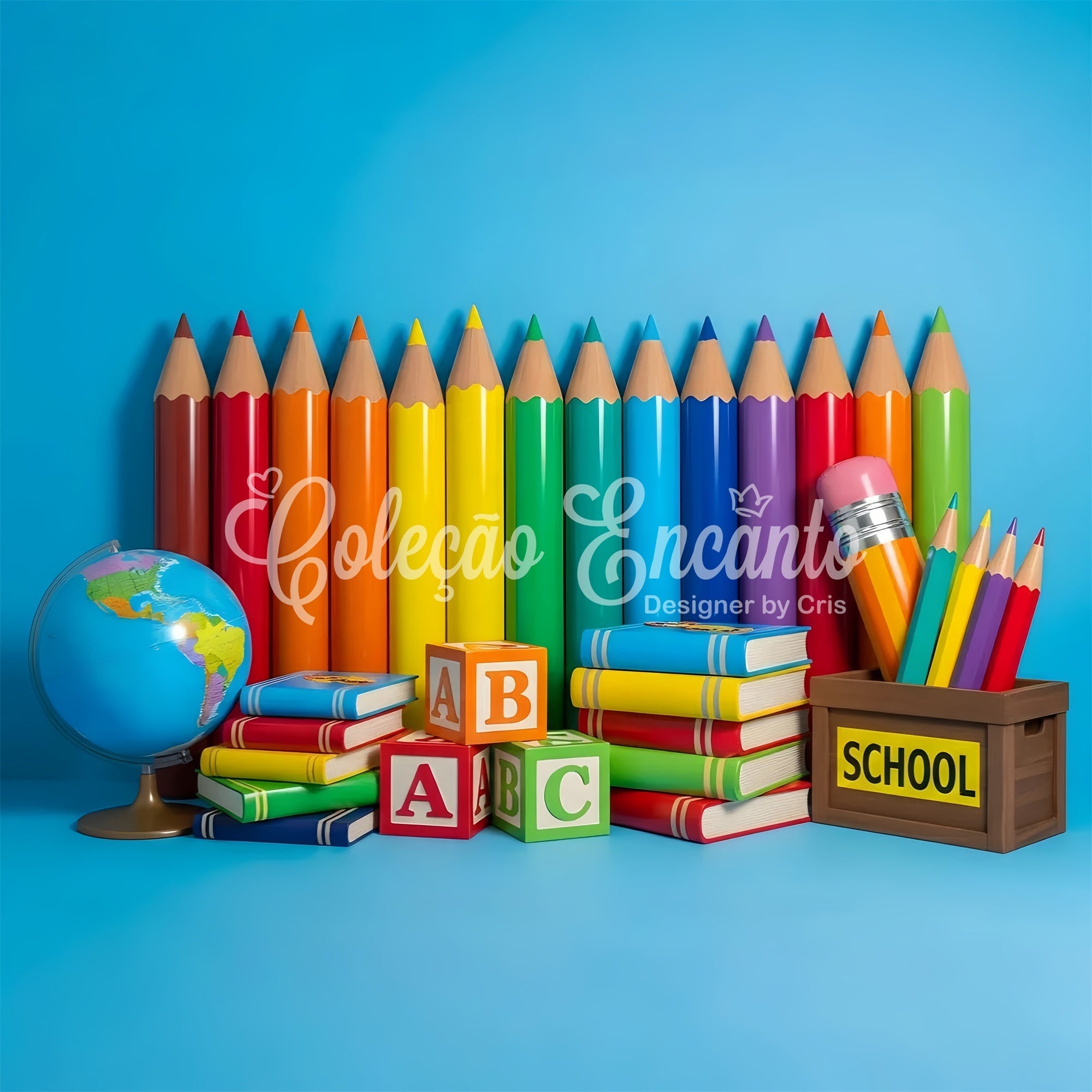 School Photo Backdrop Colorful Pencil Wall Back To School Backdrop UK By Magali