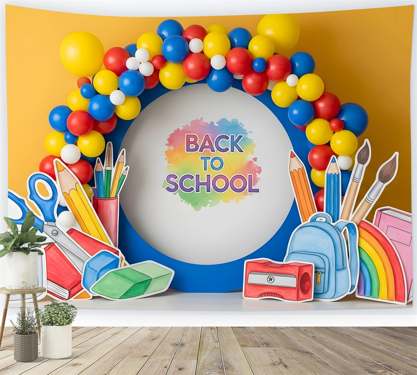 School Picture Backdrop Vibrant Supplies Balloon Arch Classroom Backdrop UK By Magali