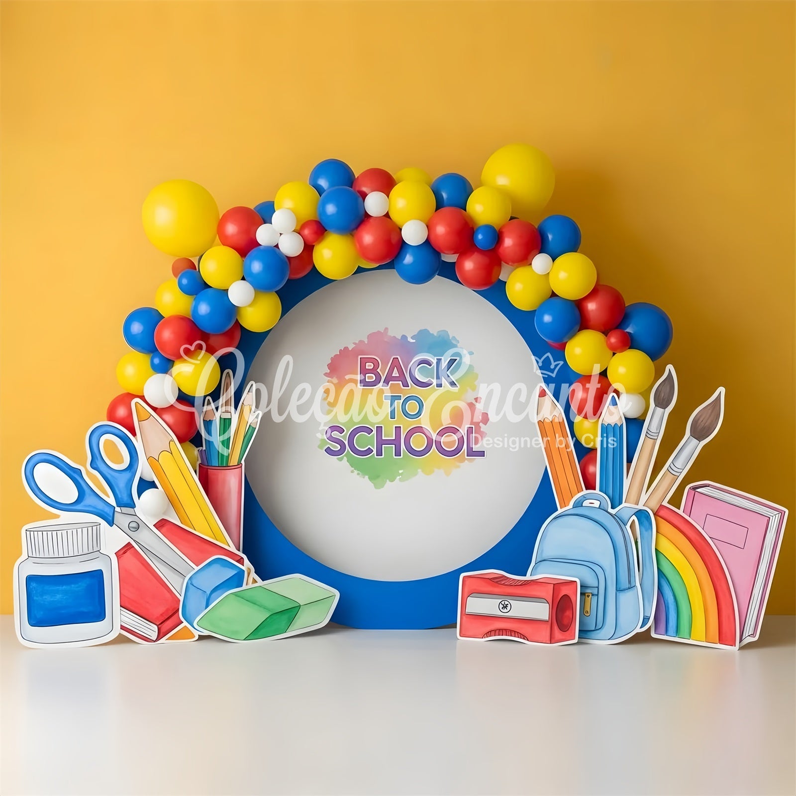 School Picture Backdrop Vibrant Supplies Balloon Arch Classroom Backdrop UK By Magali