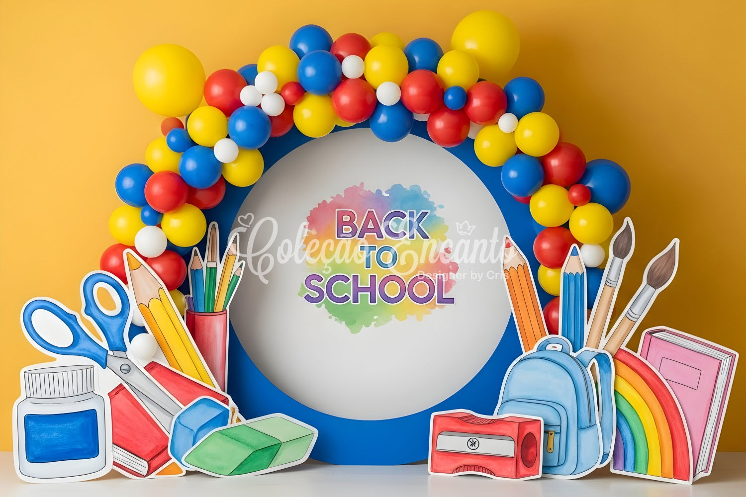 School Picture Backdrop Vibrant Supplies Balloon Arch Classroom Backdrop UK By Magali