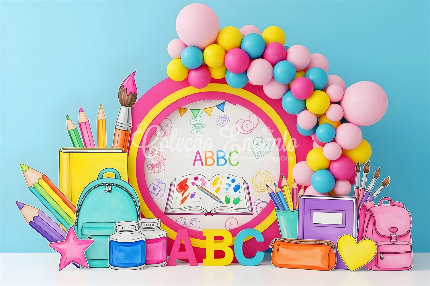 Preschool Backdrop Art Supplies Rainbow Back To School Backdrops UK By Magali