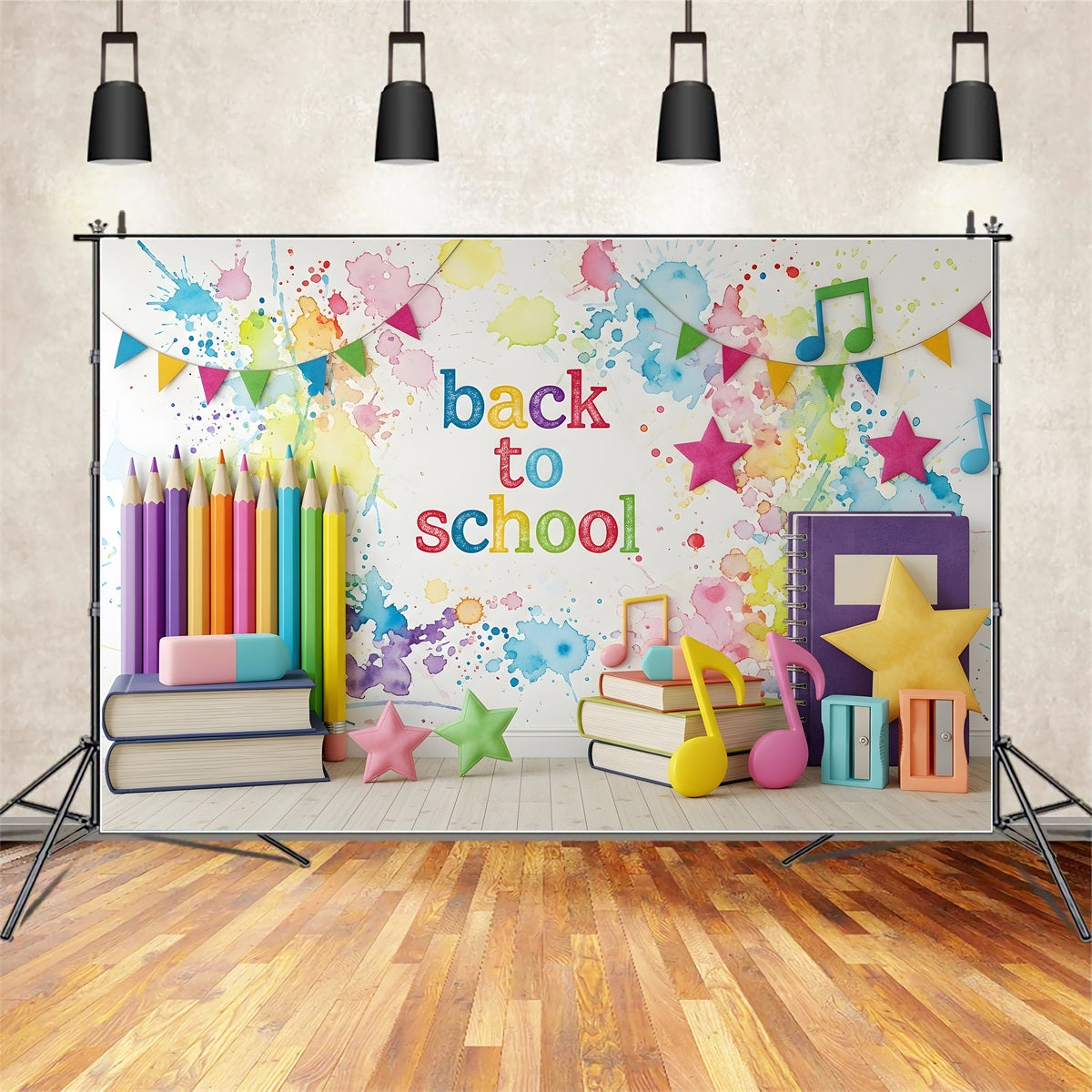School Photo Backdrop Paint Splash Rainbow Classroom Back To School Backdrop UK By Magali