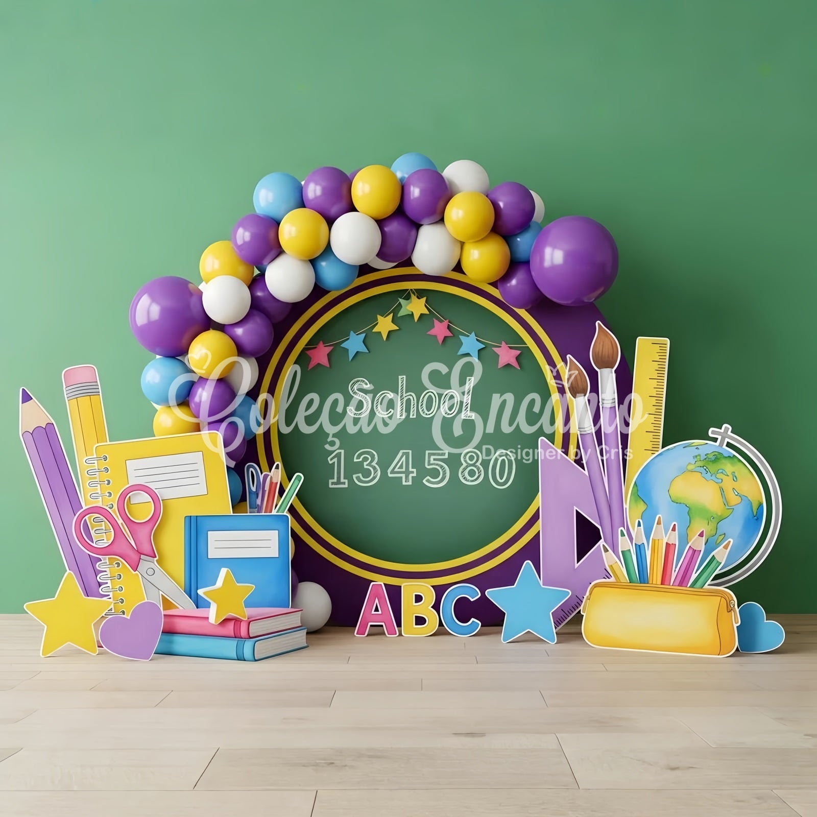 Back To School Backdrop Purple Chalkboard Learning Corner School Backdrop UK By Magali