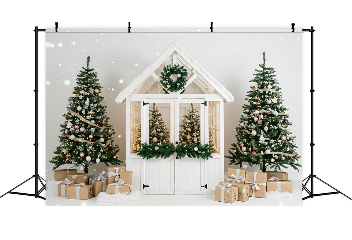 Christmas Backdrops Sale Chic White Winter Cottage Backdrop UK By Magali