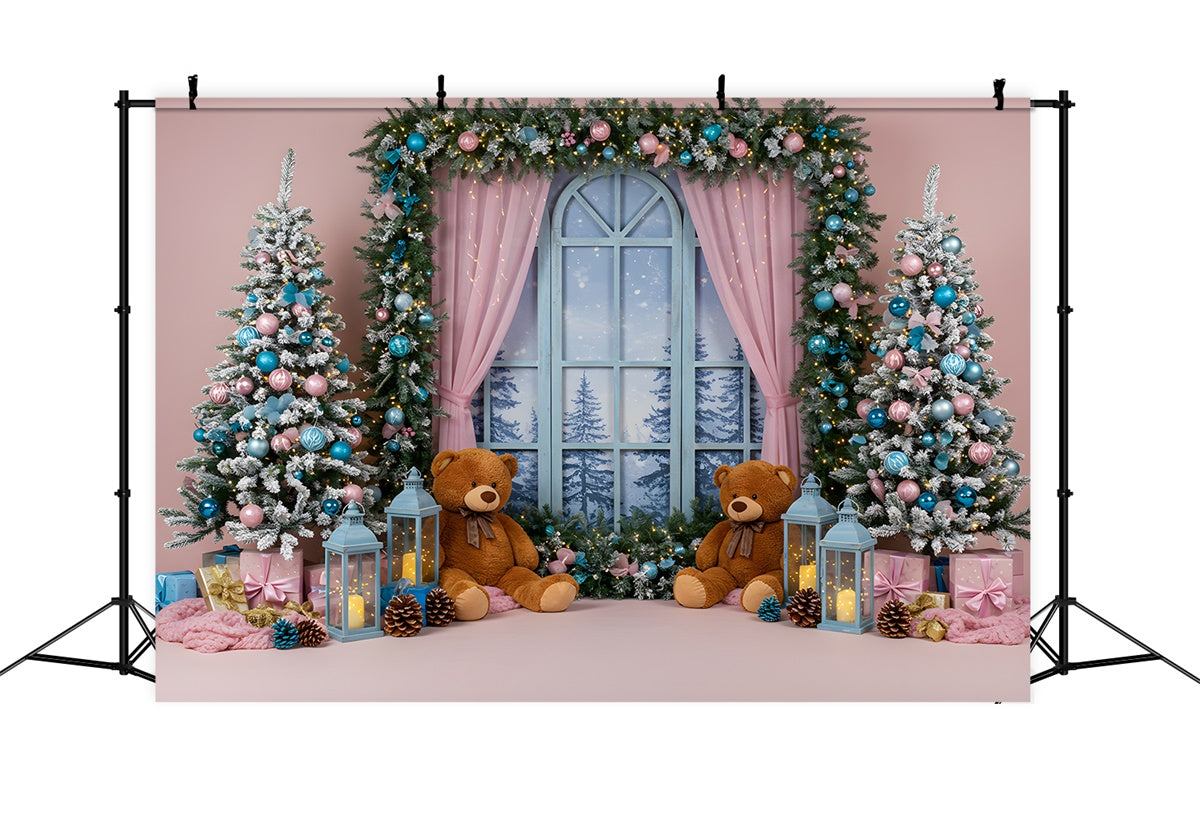 Professional Christmas Backdrops Teddy Bears Window Scene Backdrop UK By Magali