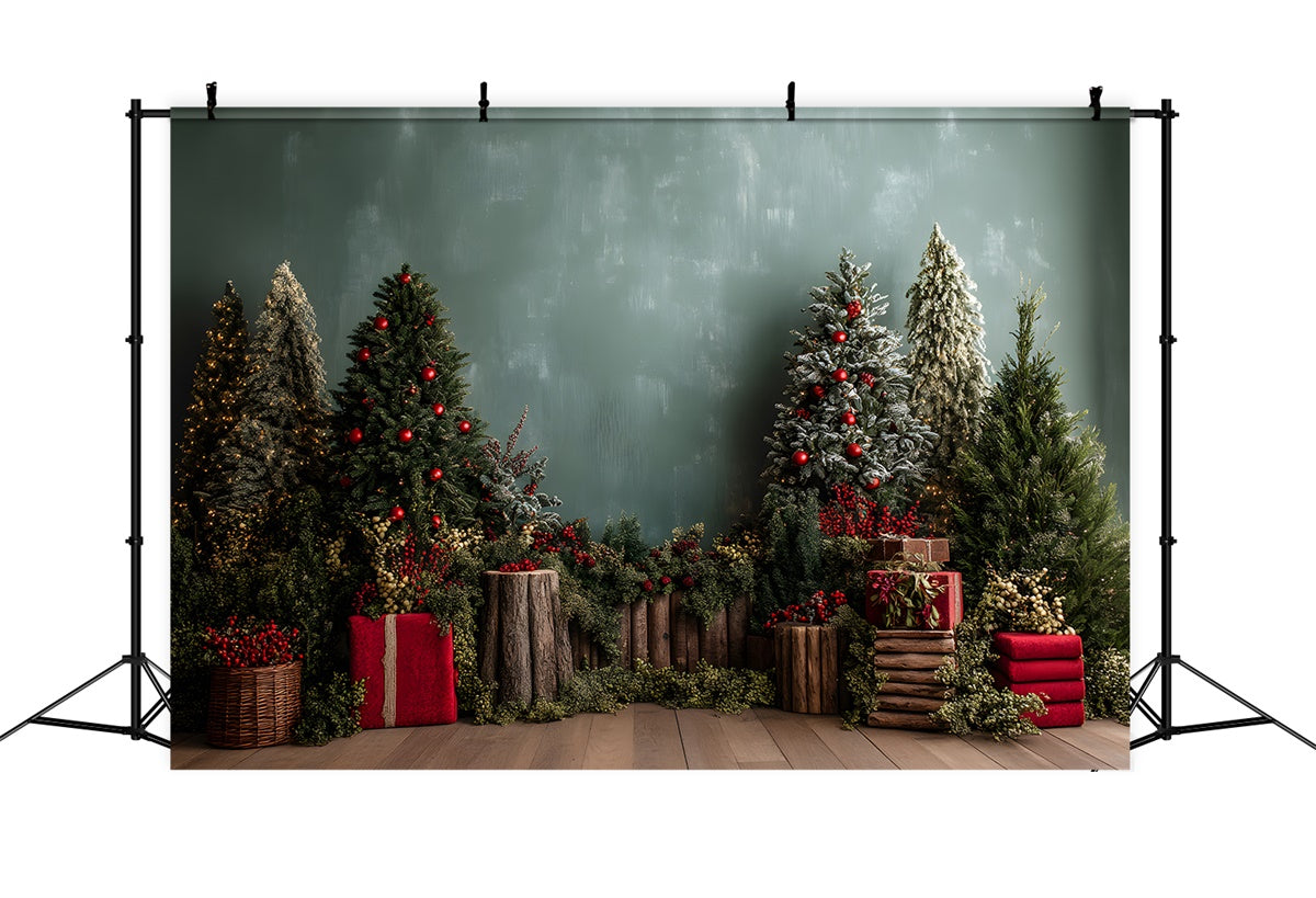Christmas Tree Backdrop Green Wall Woodland Setup Backdrop UK By Magali
