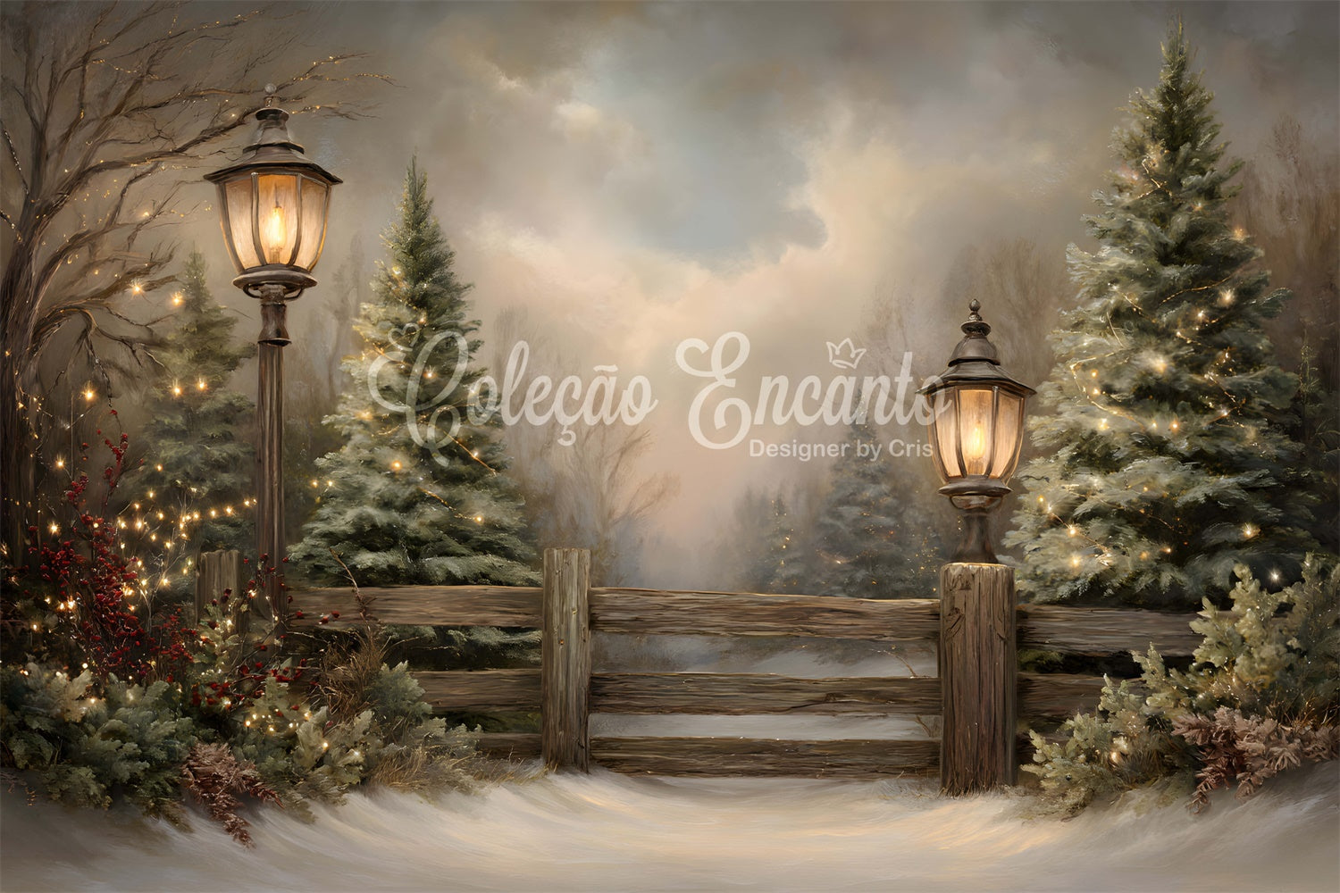 Christmas Backdrops Sale Frosty Trees Rustic Fence Backdrop UK By Magali