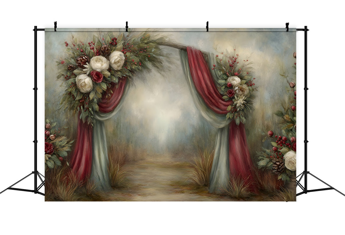 Christmas Backdrop Rustic Holiday Floral Archway Backdrop UK By Magali
