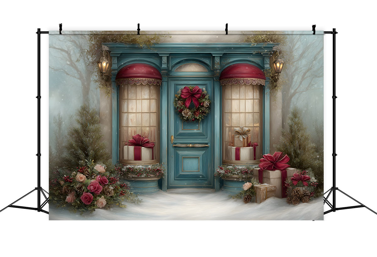 Christmas Photo Backdrops Flower Garland Gift Scene Backdrop UK By Magali