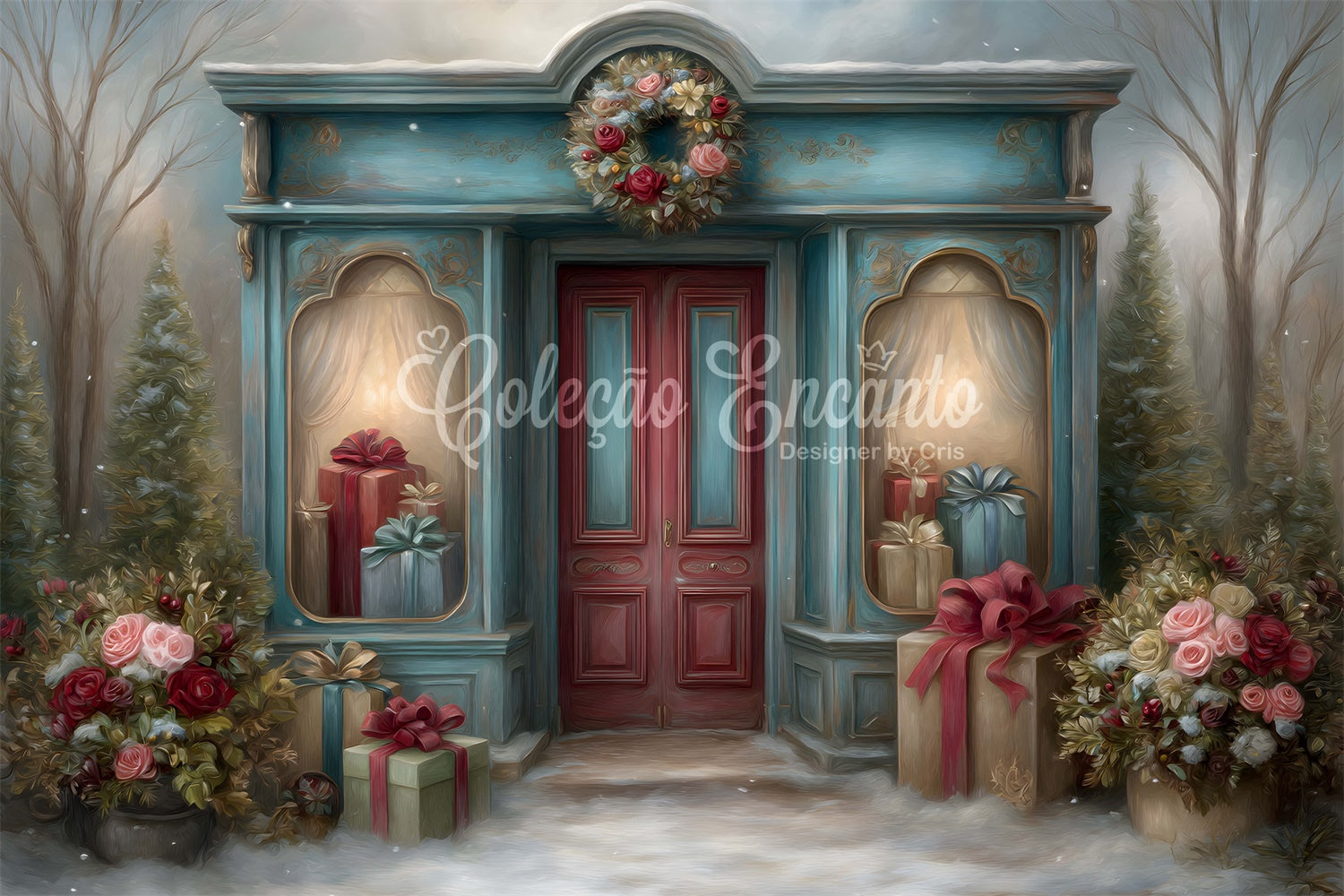 Christmas Backdrop For Photos Boutique Red Door Gift Backdrop UK By Magali