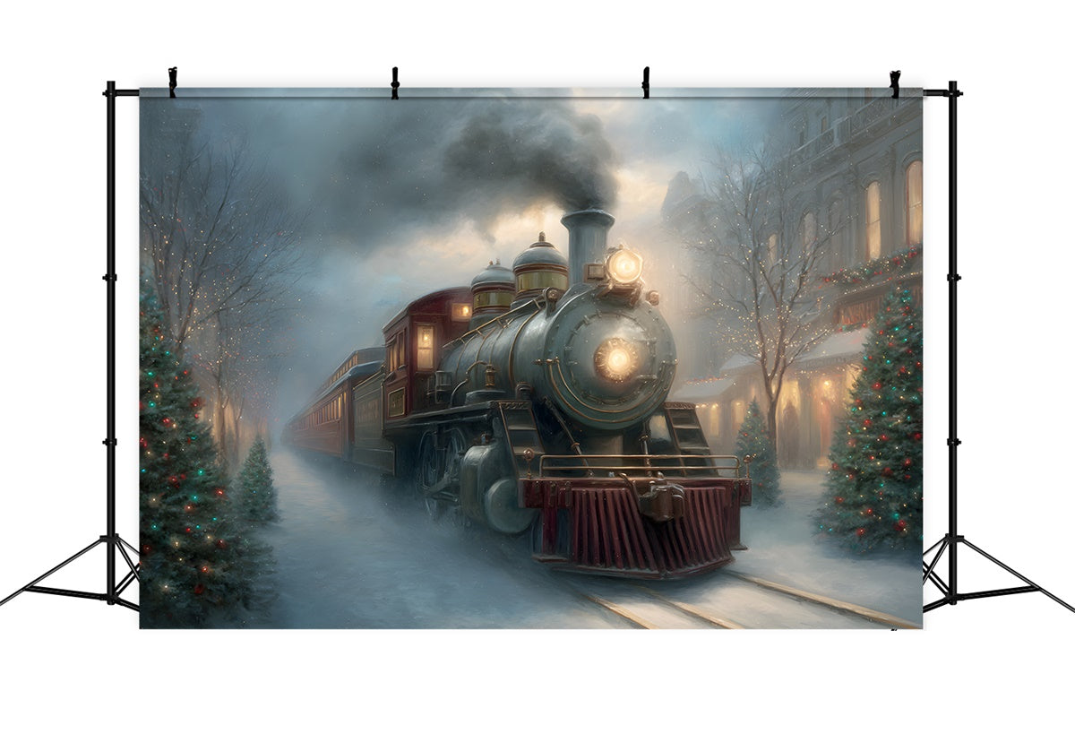 Christmas Backdrops Christmas Street Steam Train Backdrop UK By Magali