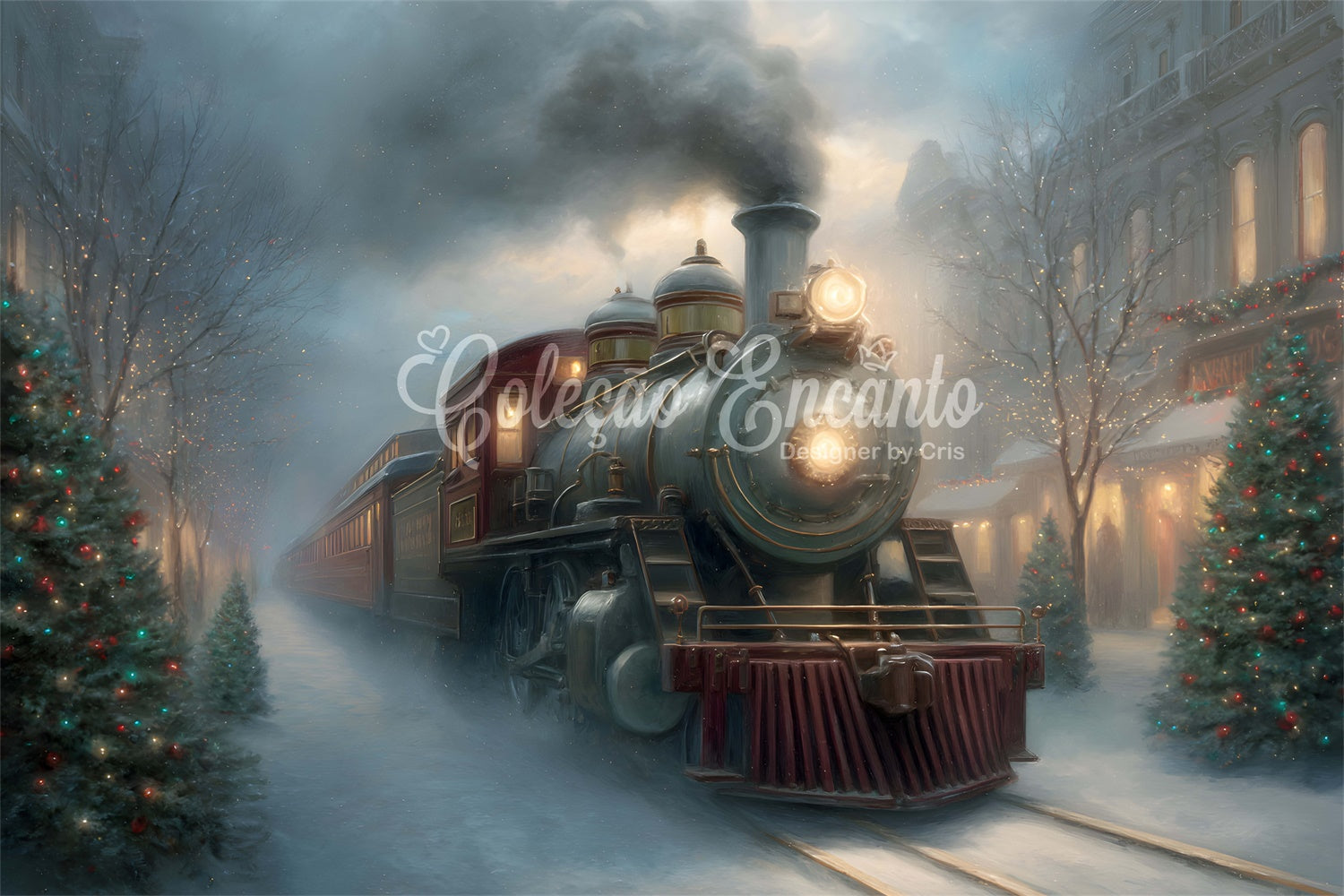 Christmas Backdrops Christmas Street Steam Train Backdrop UK By Magali