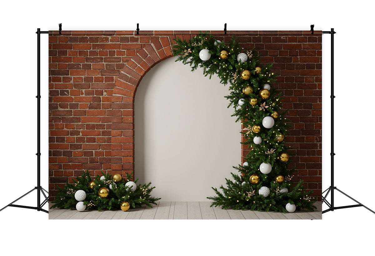 Christmas Photography Backdrops Brick Wall Garland Arch Backdrop UK By Magali