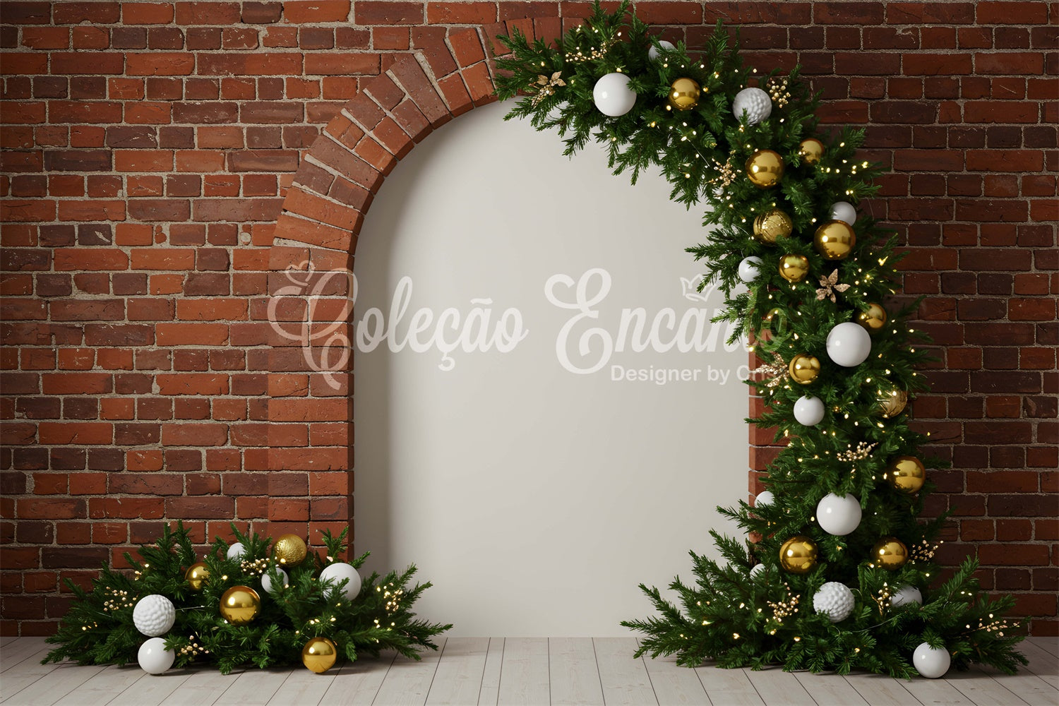 Christmas Photography Backdrops Brick Wall Garland Arch Backdrop UK By Magali