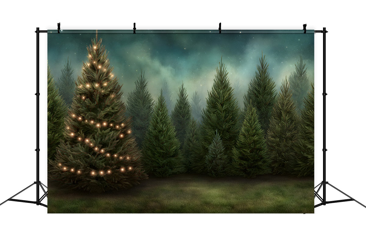 Christmas Tree Backdrop Sparkling Holiday Pine Forest Backdrop UK By Magali