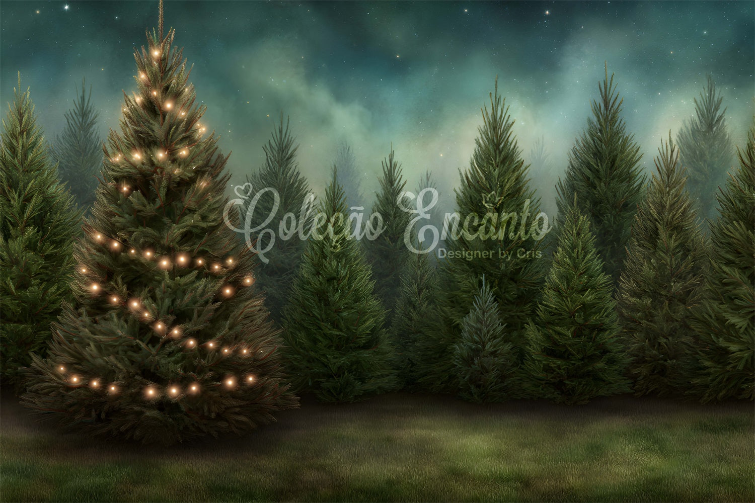 Christmas Tree Backdrop Sparkling Holiday Pine Forest Backdrop UK By Magali