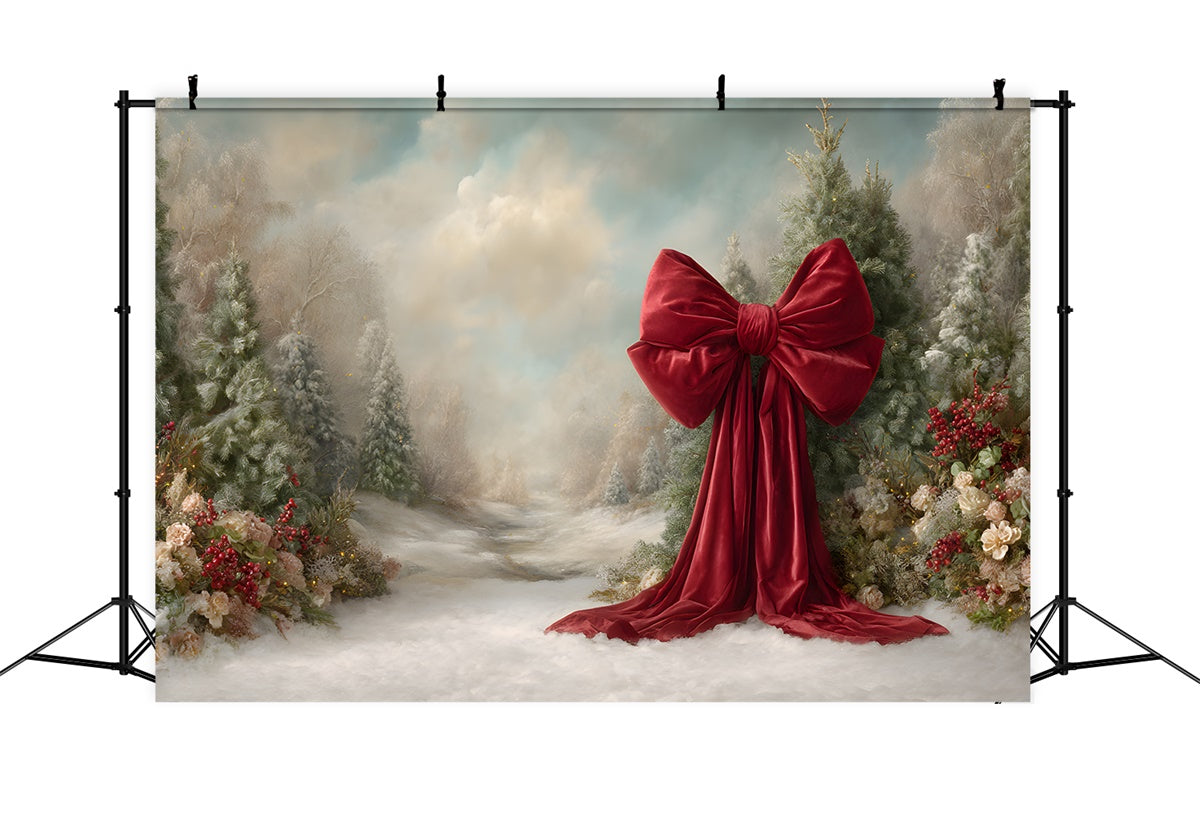 Christmas Photography Backdrops Winter Pines Snow Path Backdrop UK By Magali