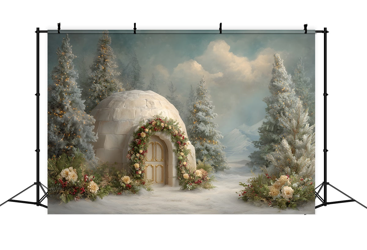 Christmas Backdrops Sale Snow House Holiday Garland Backdrop UK By Magali