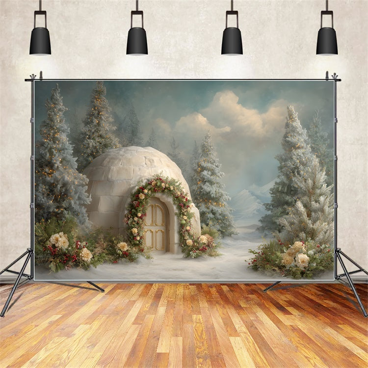 Christmas Backdrops Sale Snow House Holiday Garland Backdrop UK By Magali