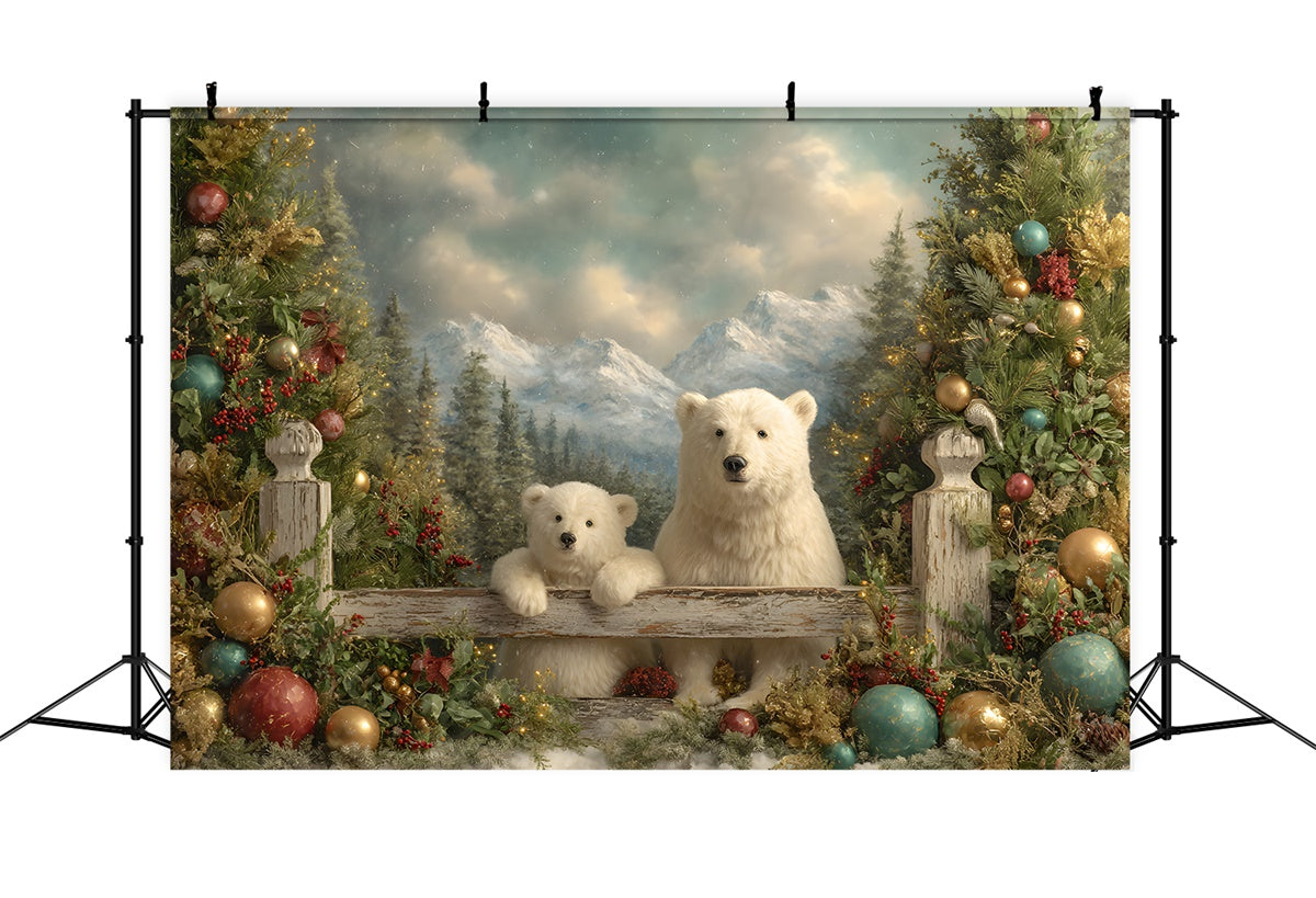 Christmas Backdrop Ideas Polar Bears Mountain View Backdrop UK By Magali