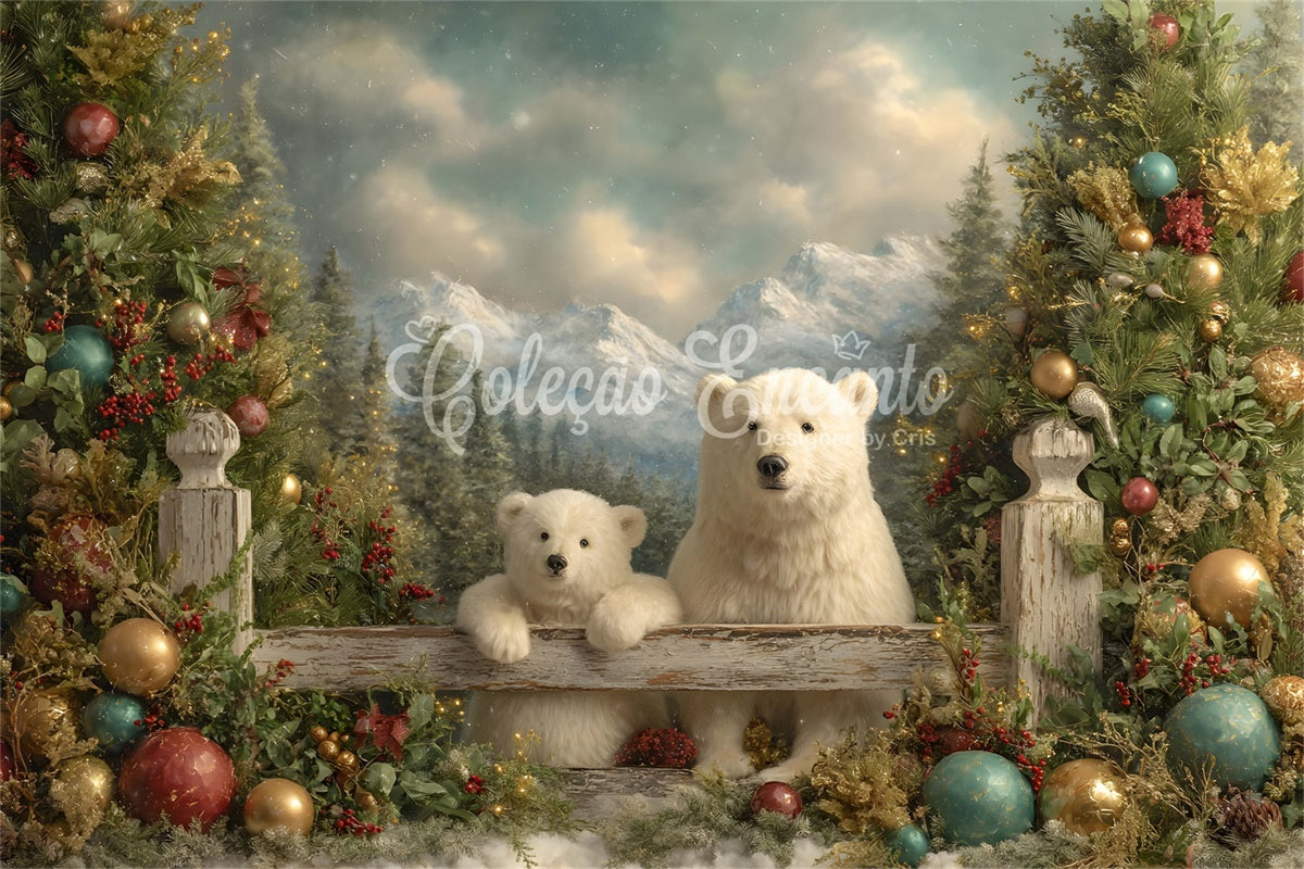 Christmas Backdrop Ideas Polar Bears Mountain View Backdrop UK By Magali