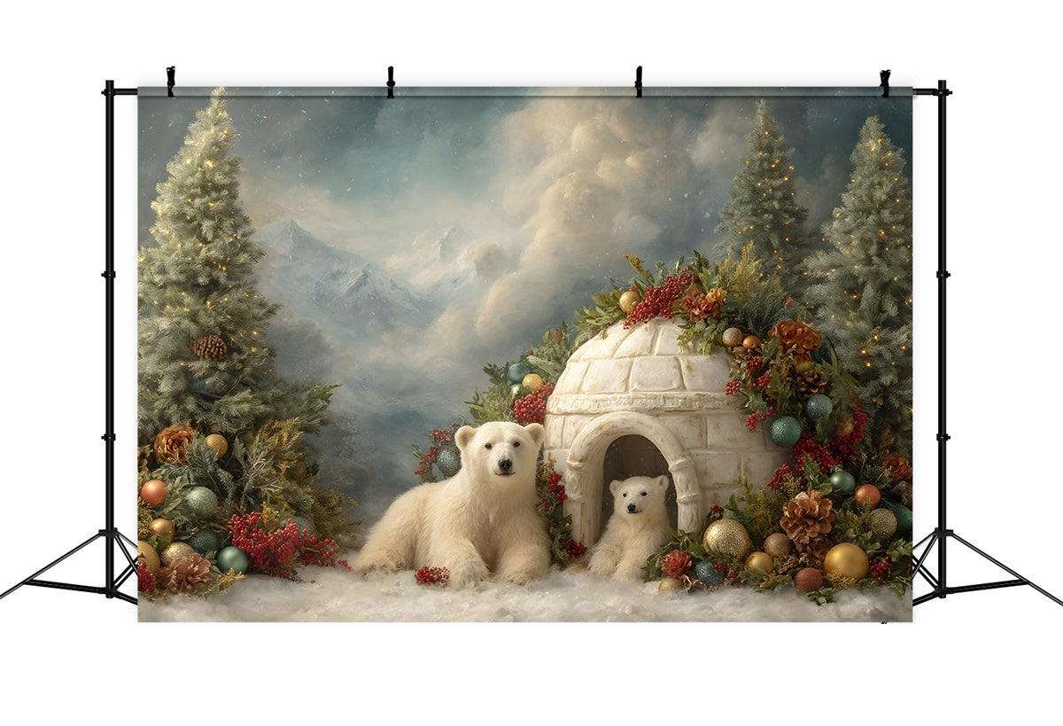 Christmas Photo Backdrop Polar Bear Christmas Igloo Backdrop UK By Magali