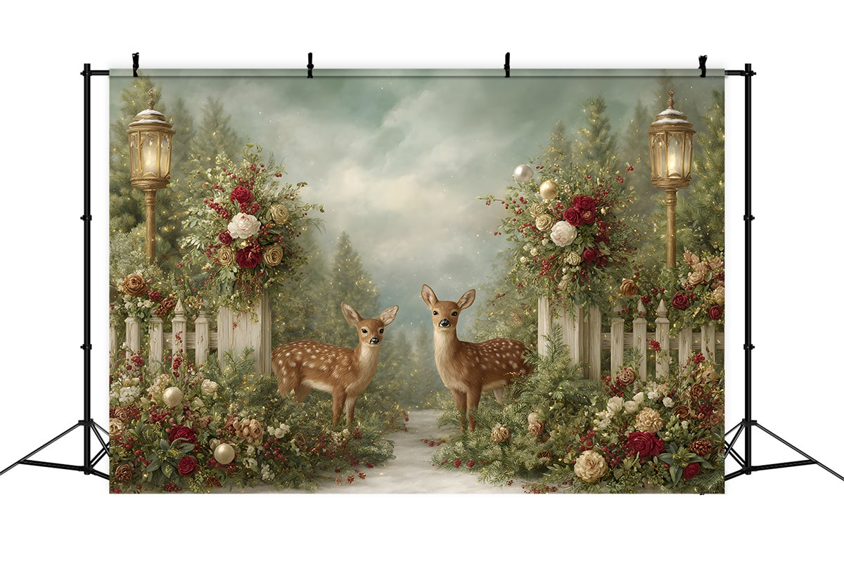 Christmas Backdrops Sale Winter Reindeer Rose Decor Backdrop UK By Magali